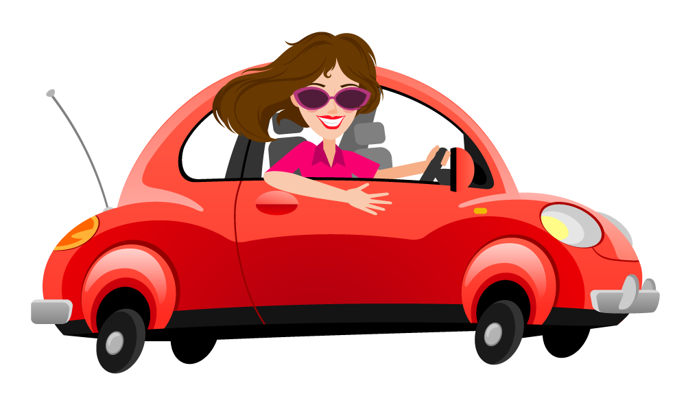 Girl In Red Car illustration